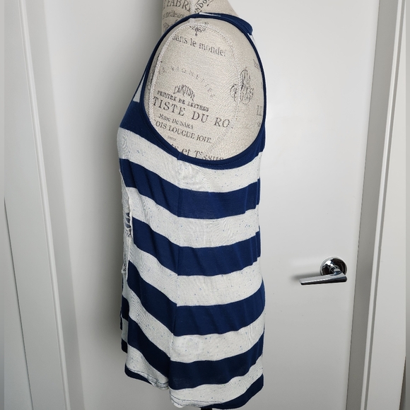 Striped Crochet Lace Elephant Tank - Picture 2 of 9